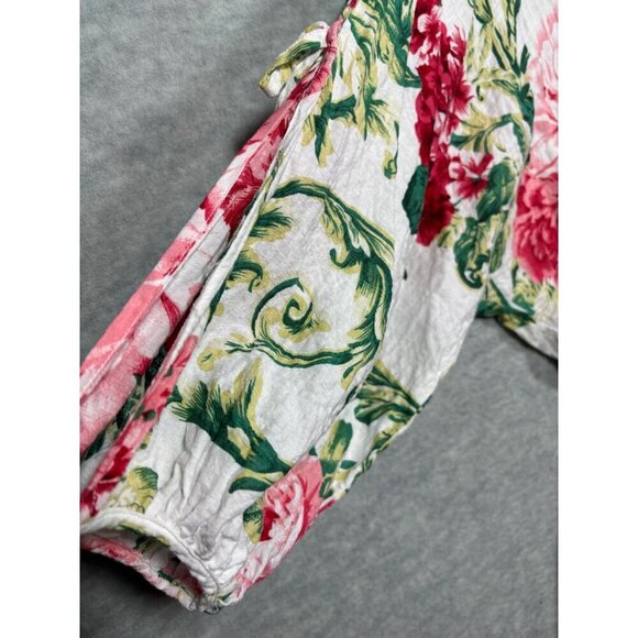 Umgee Floral Print Short Romper Slit Sleeves Sz M Casual Cute Summer - Picture 5 of 8